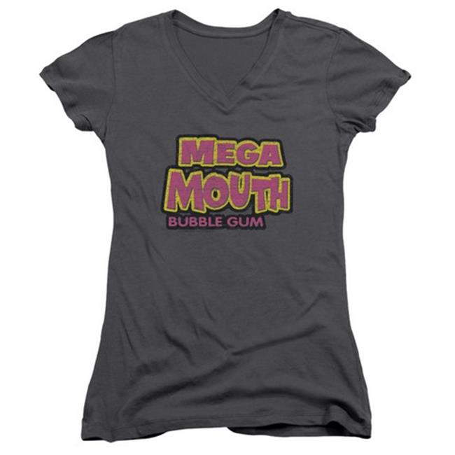 Trevco Dubble Bubble-Mega Mouth - Junior V-Neck Tee - Charcoal  2X