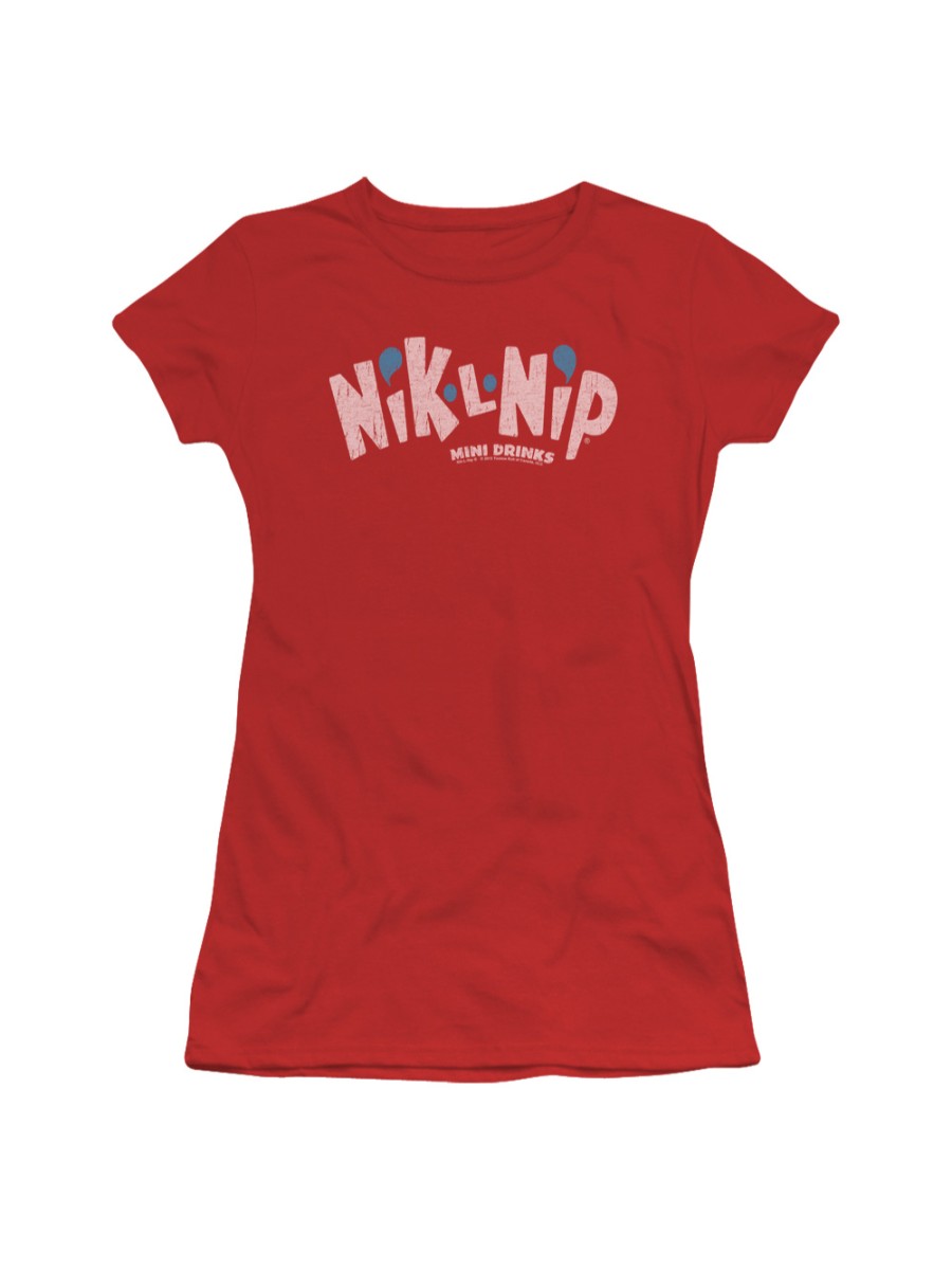 Trevco Dubble Bubble-Distressed Logo - Short Sleeve Junior Sheer Tee - Red  Extra Large