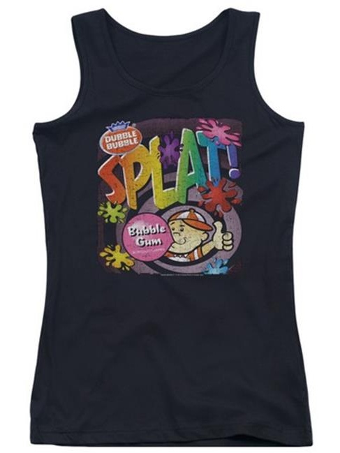 Trevco Dubble Bubble-Splat Gum - Juniors Tank Top - Black, Large