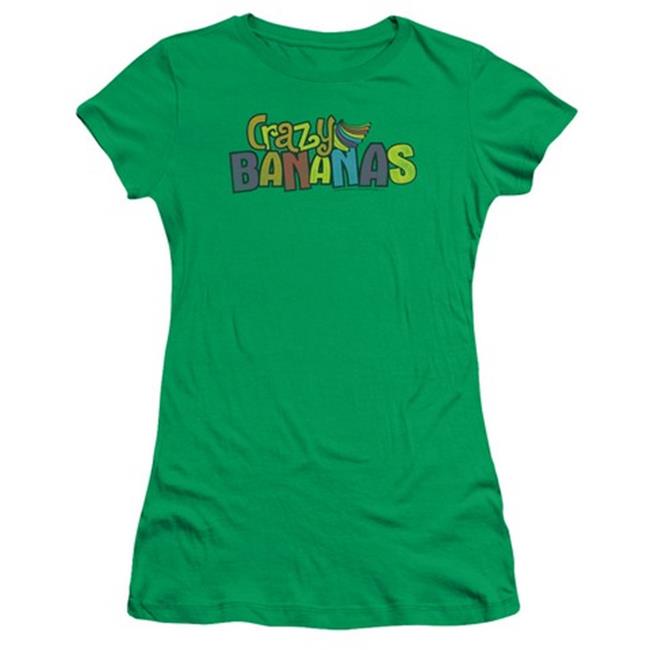 Trevco Dubble Bubble-Crazy Bananas - Short Sleeve Junior Sheer Tee - Kelly Green, Medium