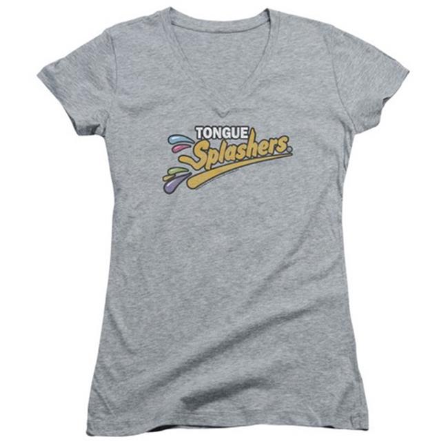 Trevco Dubble Bubble-Tongue Splashers Logo - Junior V-Neck Tee - Heather & Small
