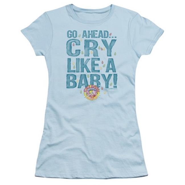 Trevco Dubble Bubble-Cry Like a Baby - Short Sleeve Junior Sheer Tee - Light Blue, Extra Large
