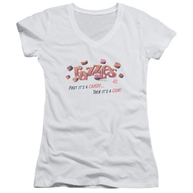 Trevco Dubble Bubble-a Gum and a Candy - Junior V-Neck Tee - White & Large