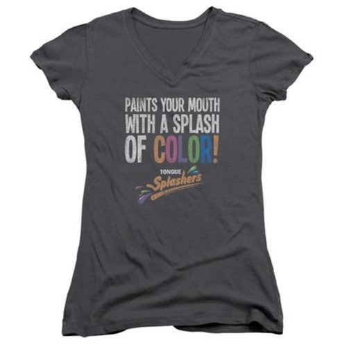 Trevco Dubble Bubble-Paints Your Mouth - Junior V-Neck Tee - Charcoal  Small