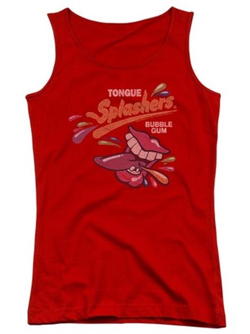 Trevco Dubble Bubble-Distress Logo - Juniors Tank Top - Red, Medium