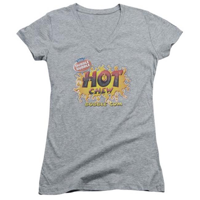 Trevco Dubble Bubble-Hot Chew - Junior V-Neck Tee - Heather & Large