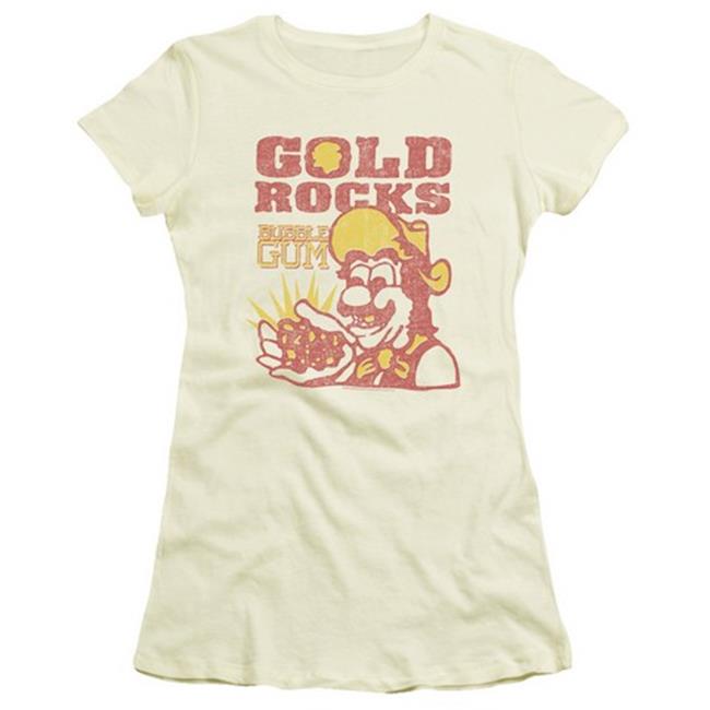 Trevco Dubble Bubble-Gold Rocks - Short Sleeve Junior Sheer Tee - Cream  2X