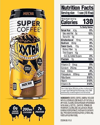 Super Coffee XXTRA, Iced Coffee (0g Added Sugar, 7g Protein, 130 Calories) [Mocha] 15 Fl Oz, 12 Pack | Iced Coffee, Protein Coffee, Coffee Drinks, Sma thumbnail