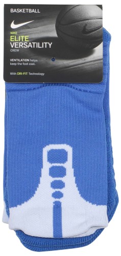 Nike Dri-Fit Elite Versatility Basketball Crew Socks-Uni Blue/White-L Wmn 10-13/Men 8-12