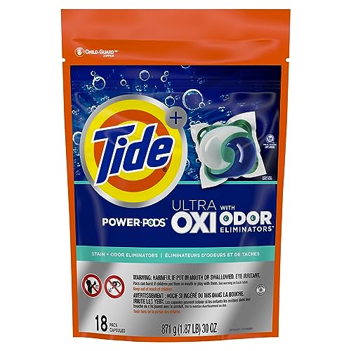 Tide Power PODS Laundry Detergent Soap Pacs with Odor Defense + Oxi  Original Scent  18 Count