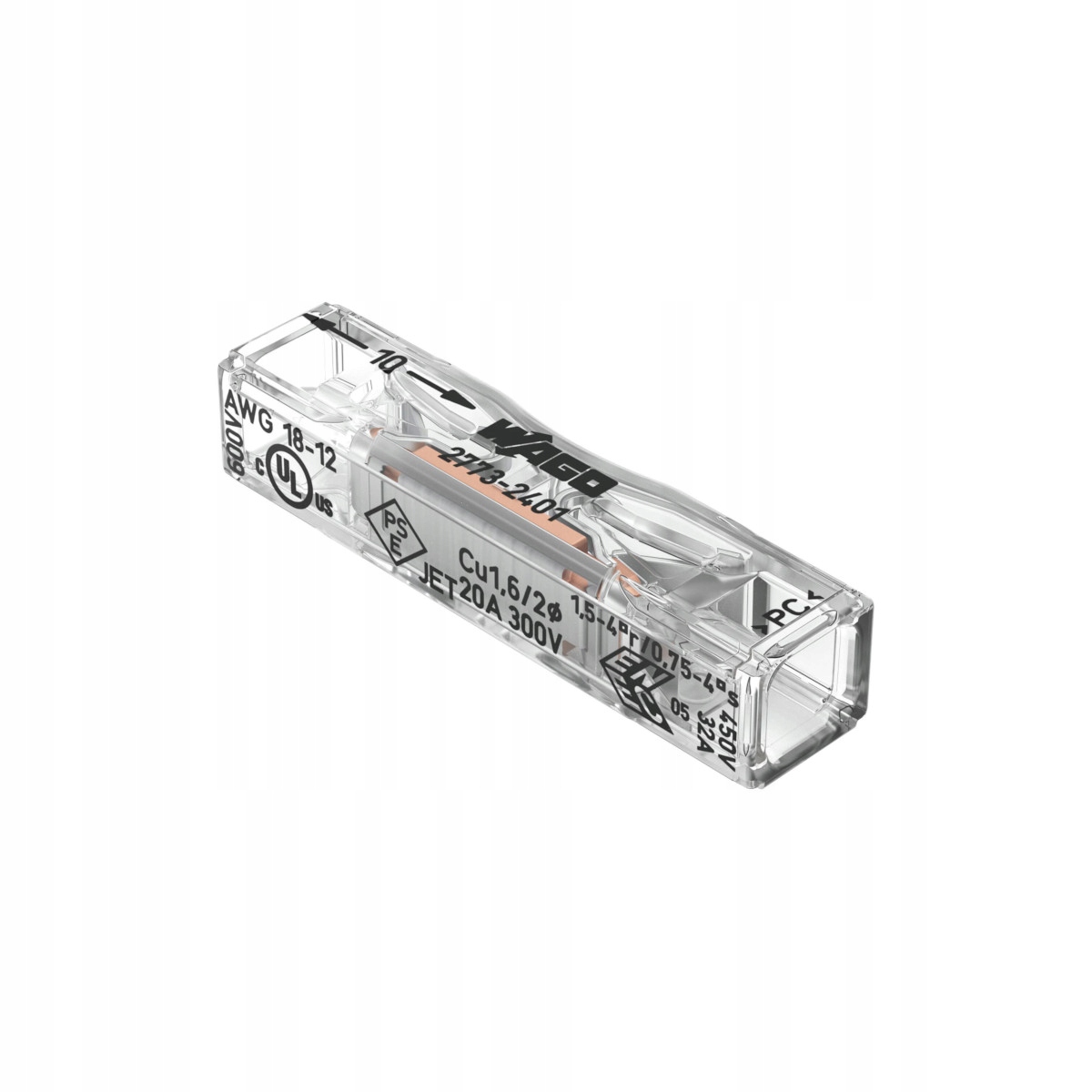Wago 2773-2401 - Push Wire Inline Splicing Connector for 4mm² Solid and Stranded Wires - 100-Pack