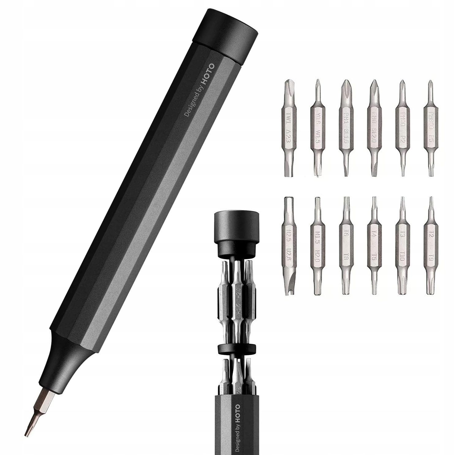 HOTO 24 in 1 Precision Screwdriver Set  Pen Shape Mini Manual Screwdriver - Dark Gray