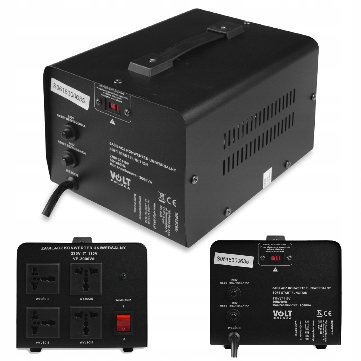 Zasilacz Konwerter Napięcia Volt 230V 110V 2000W