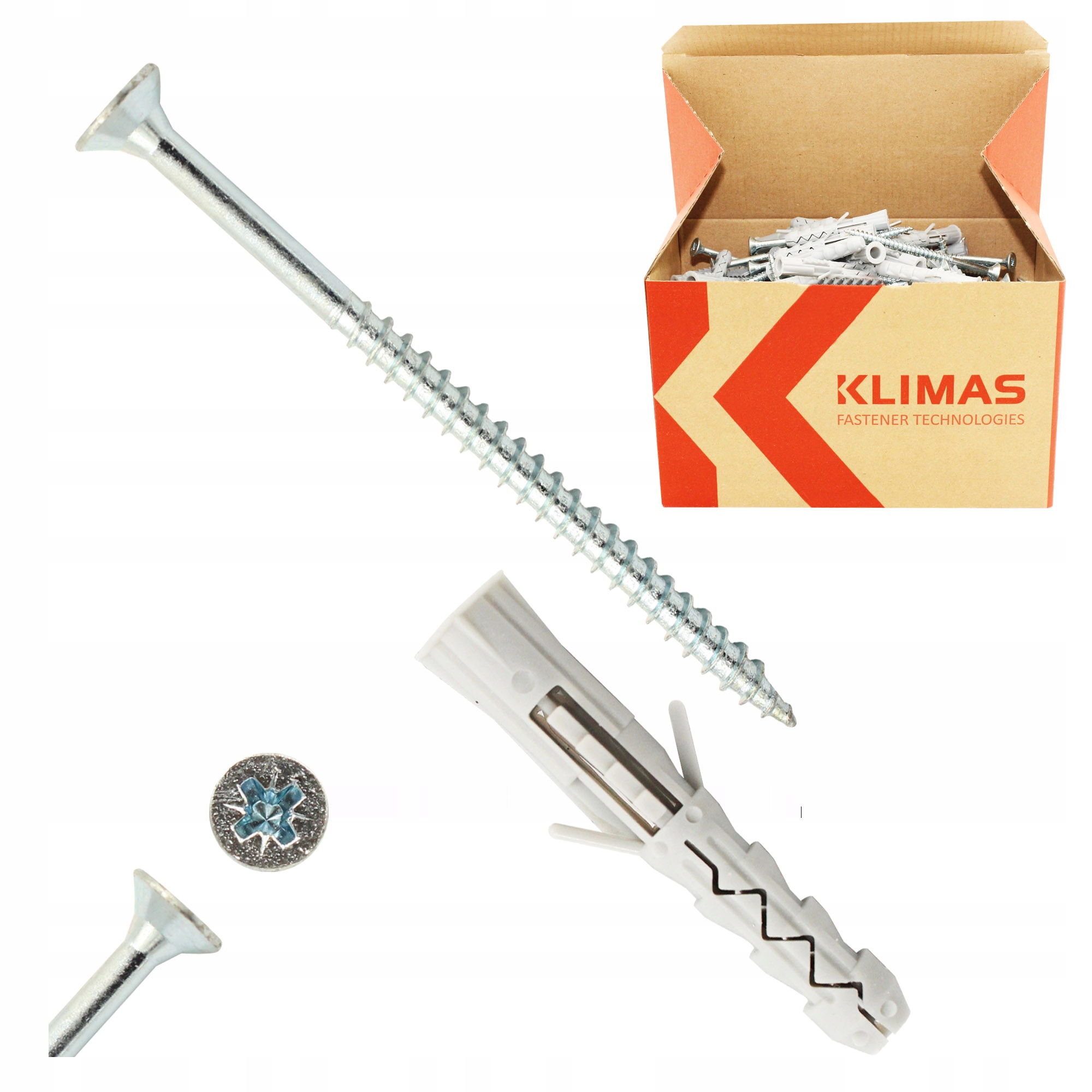 Kołki Rozporowe 8x50 Z Wkrętem 5x80 PZ2 100szt