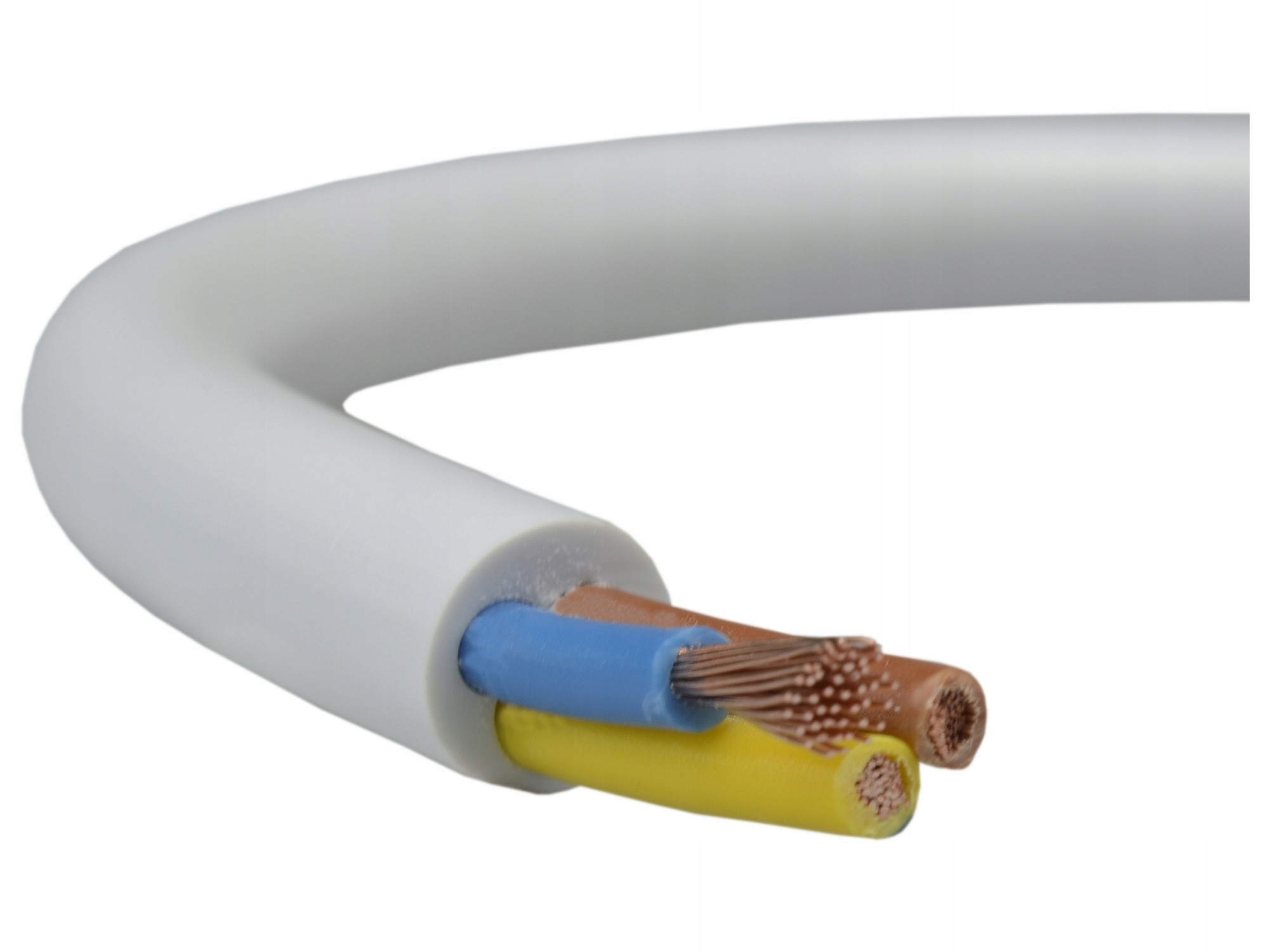 Przewód Kabel Prądowy Linka Owy 3x1 Biały 500V