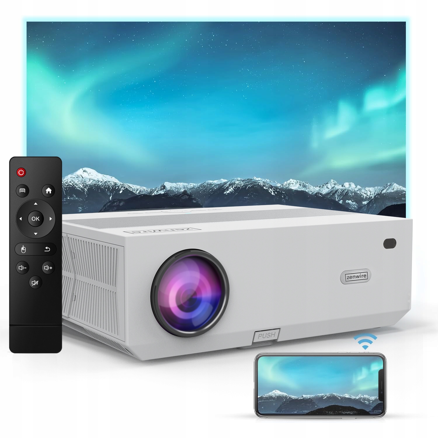 Projektor Rzutnik LED WiFi Android 9.0 Smart TV Full HD 4K 10000lm 450 Ansi