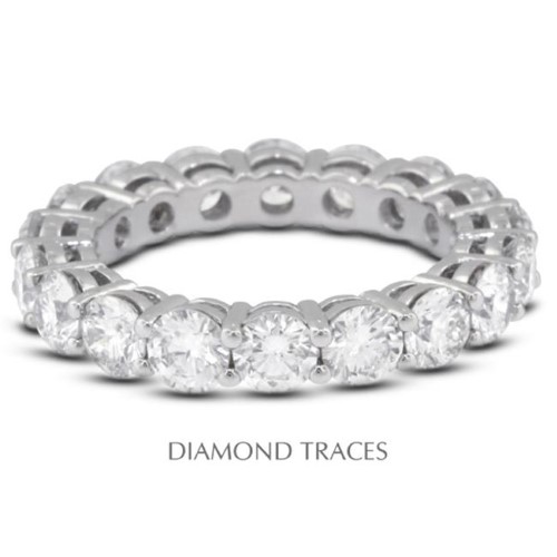 Diamond Traces UD-EWB446-6755 14K White Gold 4-Prong Setting, 4.26 Carat Total Natural Diamonds Basket Eternity Ring