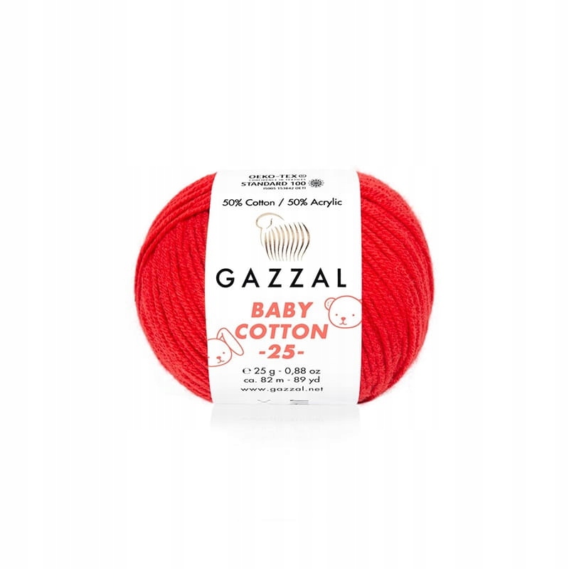 Włóczka Gazzal Baby Cotton 3443 25g Czerwony