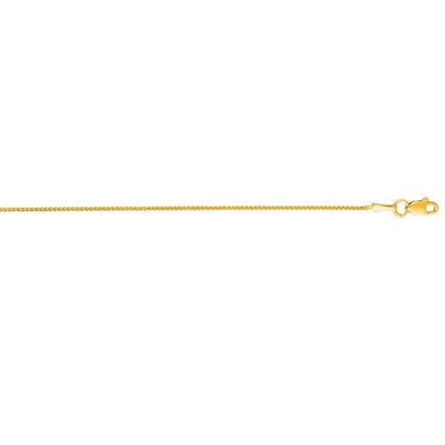 14k Yellow Gold Round 1.0 Mm Wheat Chain Necklace - Length: 16 to 24