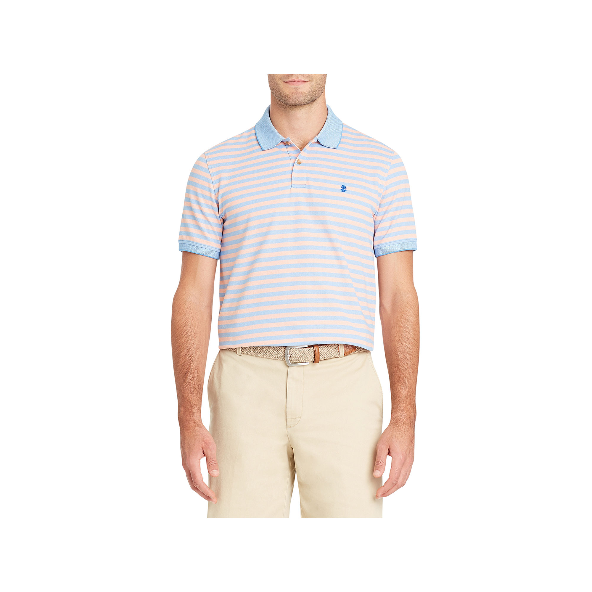 Izod- Advantage Performance Feeder Stripe Polo Sour Orange Size Small
