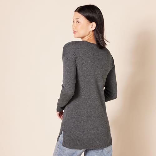 Amazon Essentials Women's Lightweight Long-Sleeve V-Neck Tunic Sweater (Available in Plus Size), Charcoal Heather, X-Large thumbnail