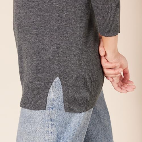 Amazon Essentials Women's Lightweight Long-Sleeve V-Neck Tunic Sweater (Available in Plus Size), Charcoal Heather, X-Large thumbnail