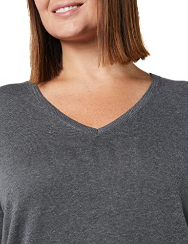 Amazon Essentials Women's Lightweight Long-Sleeve V-Neck Tunic Sweater (Available in Plus Size), Charcoal Heather, X-Large thumbnail