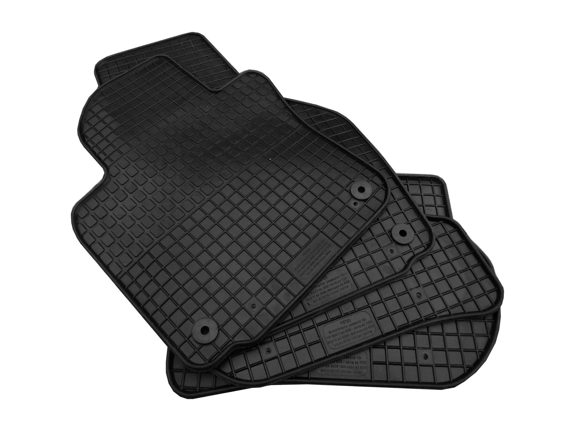 Petex 23310 Floor Mat Set Quantity: 4, Rubber, Front and Rear, Black