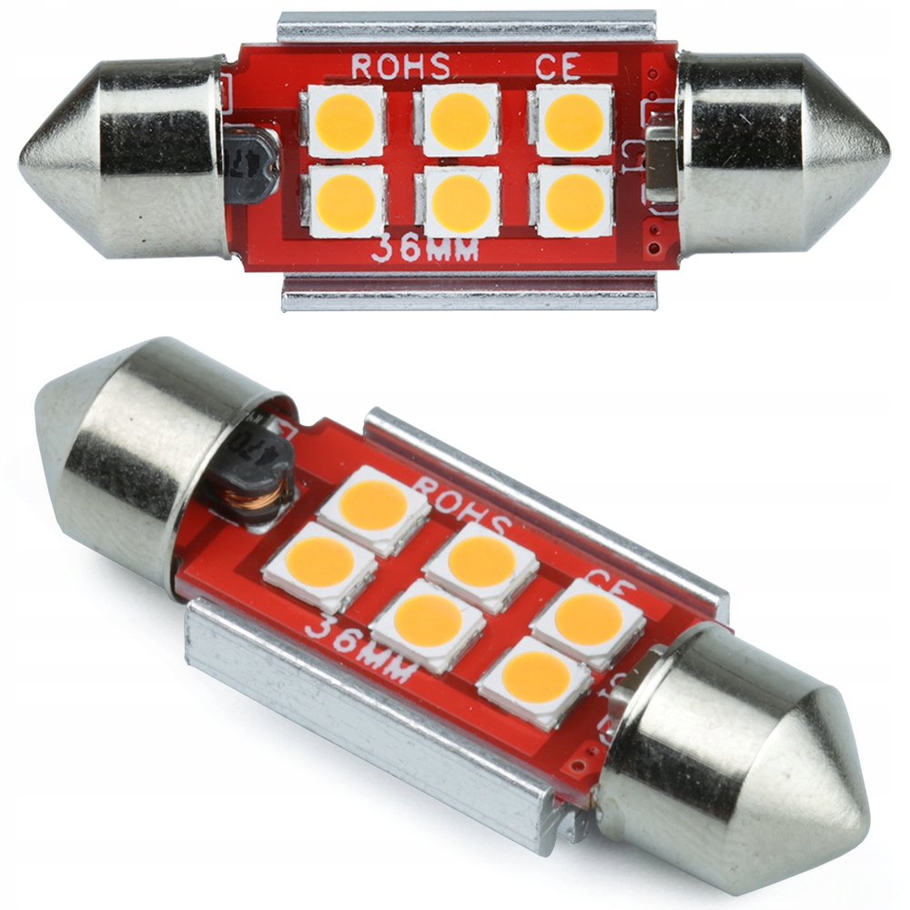 C5W 6 LED 3535 Canbus 12/24V 36mm Pomarańczowa