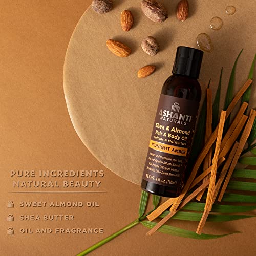 Ashanti Naturals 100% Shea Nut & Sweet Almond Hair & Body Oil - Midnight Amber 4 Fl Oz thumbnail
