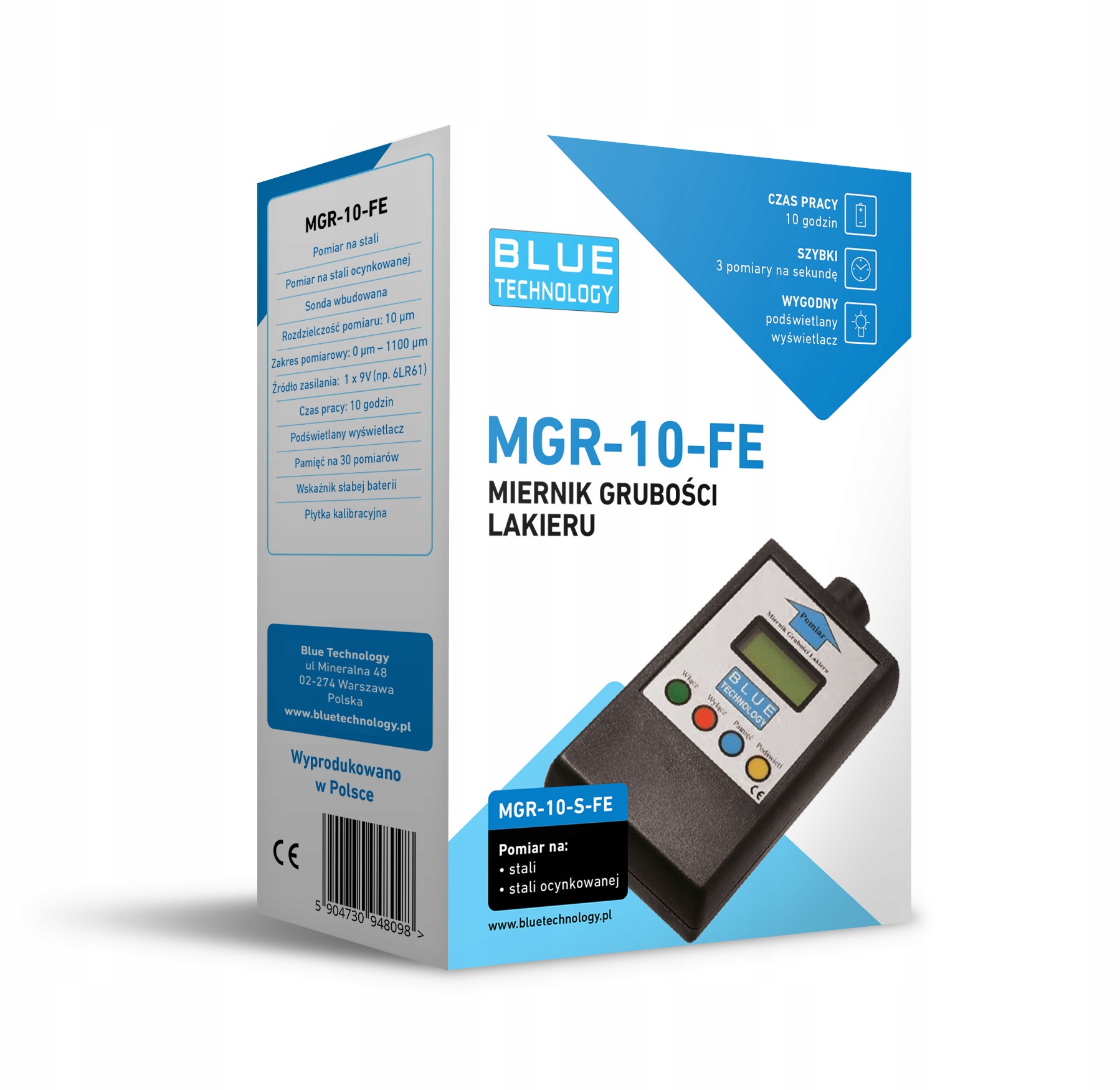 BLUE TECHNOLOGY MGR-10-FE Paint Meter, Coating Thickness 0-1100µm