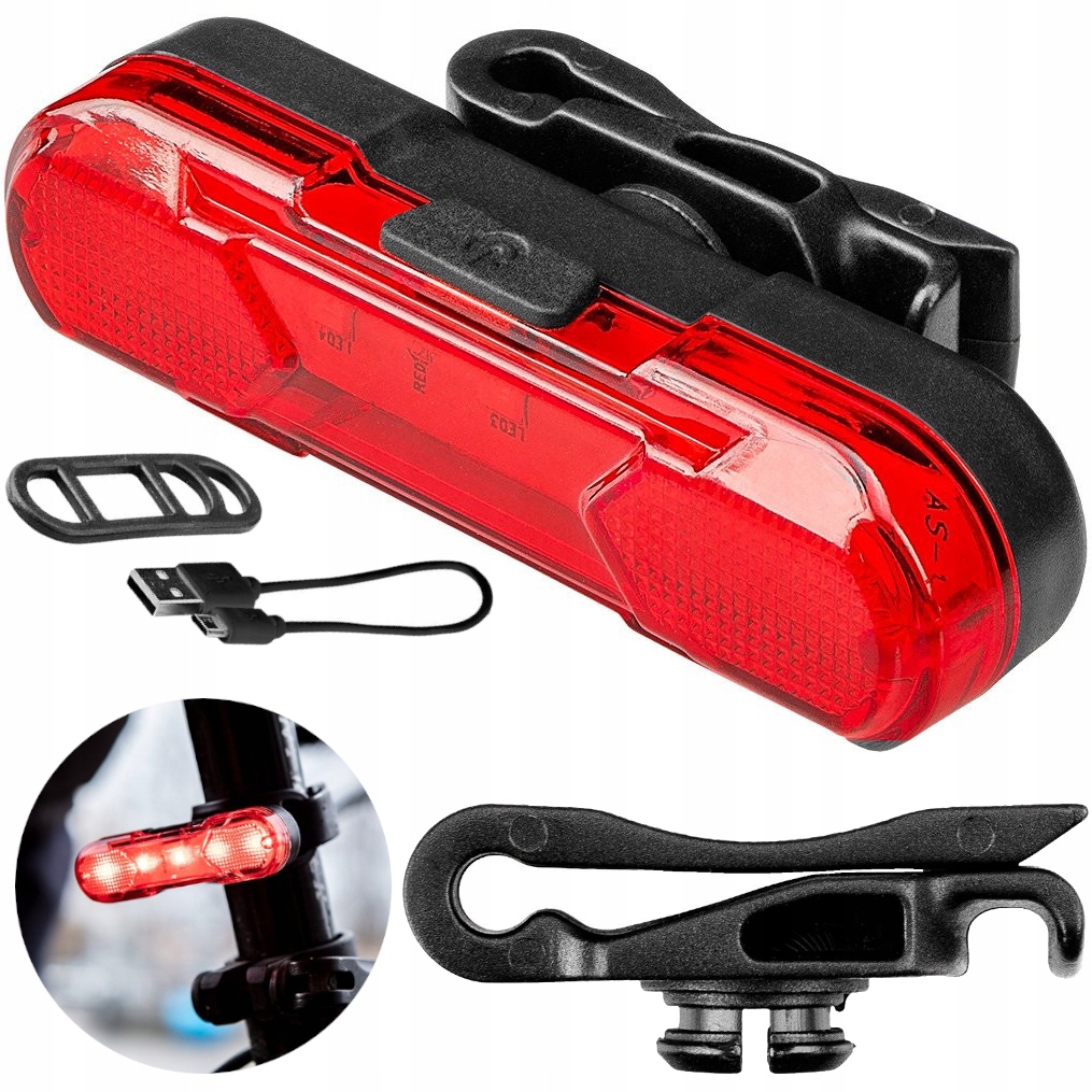 Neo Lampka Rowerowa Tył Tylna LED Latarka USB 30lm