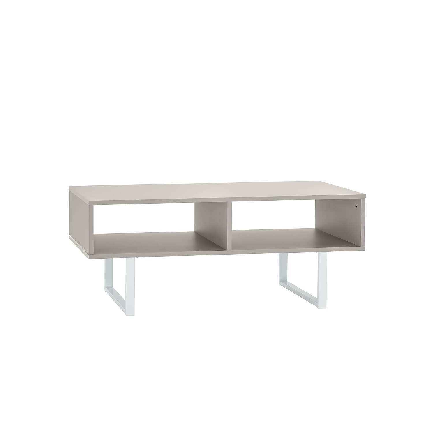 4962 Rectangular Coffee Table with Storage Shelves, Mixed Material, Taupe