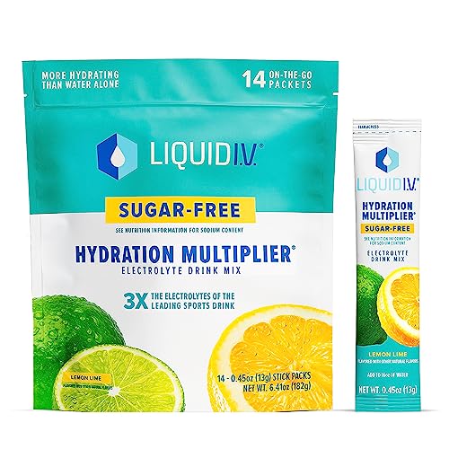 Liquid I.V. Sugar-Free Hydration Multiplier - Lemon Lime – Hydration Powder Packets | Electrolyte Drink Mix | Easy Open Single-Serving Stick | Non-G