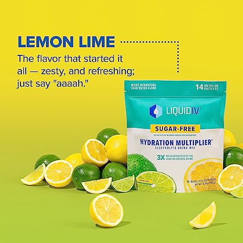 Liquid I.V. Sugar-Free Hydration Multiplier - Lemon Lime – Hydration Powder Packets | Electrolyte Drink Mix | Easy Open Single-Serving Stick | Non-G thumbnail