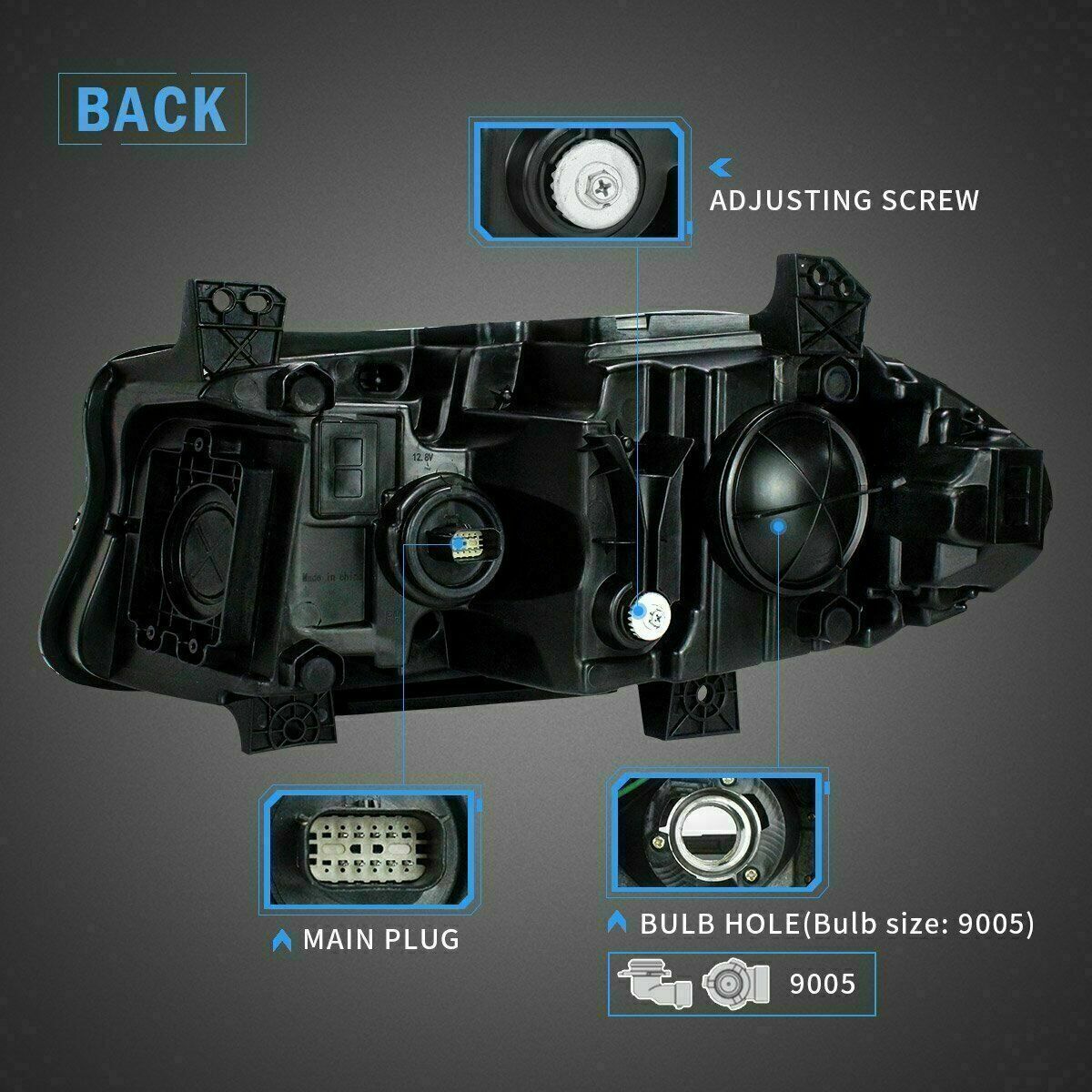 Set(2) LED Projector Headlights RGB Color Change for 15-20 Dodge Charger SRT GT thumbnail