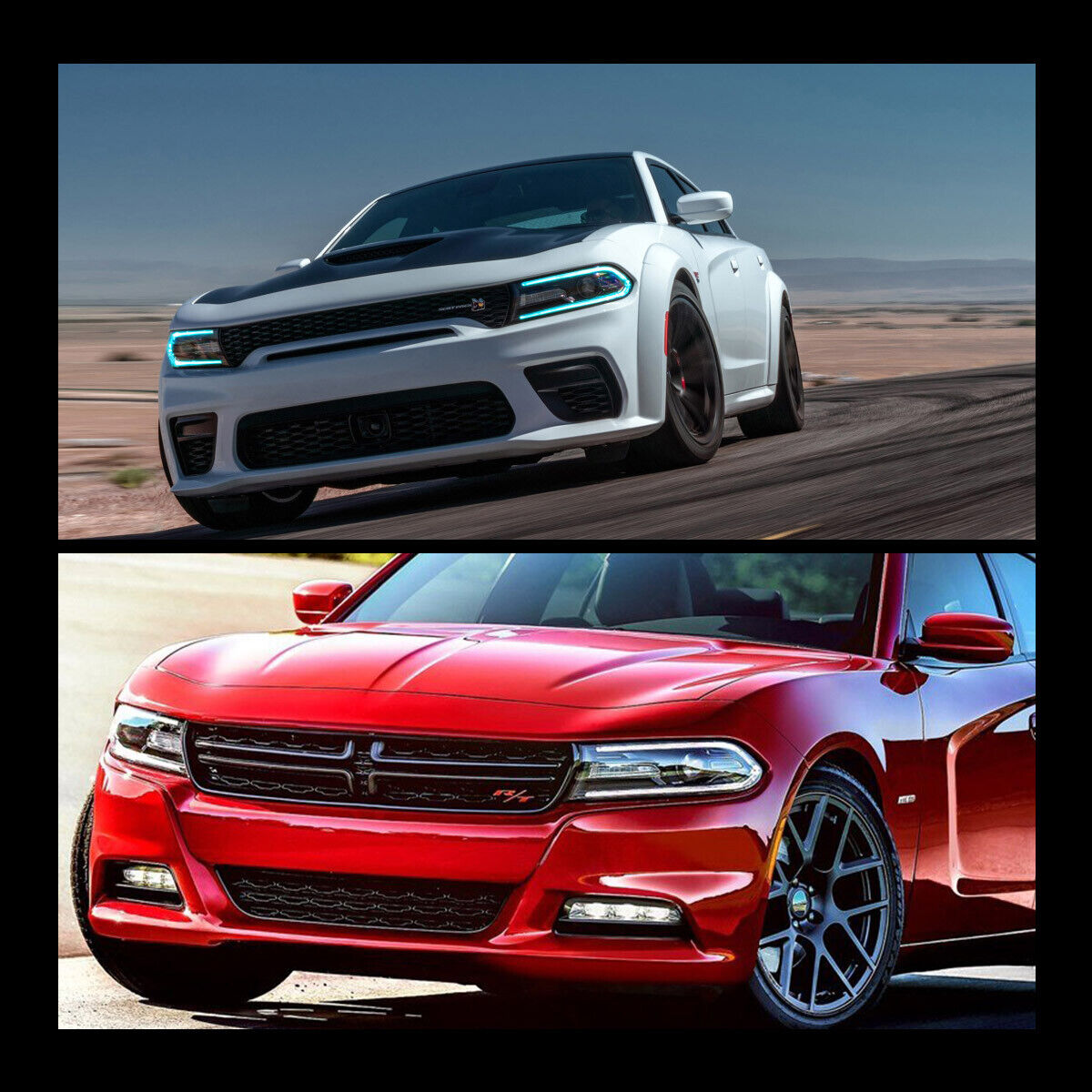 Set(2) LED Projector Headlights RGB Color Change for 15-20 Dodge Charger SRT GT thumbnail