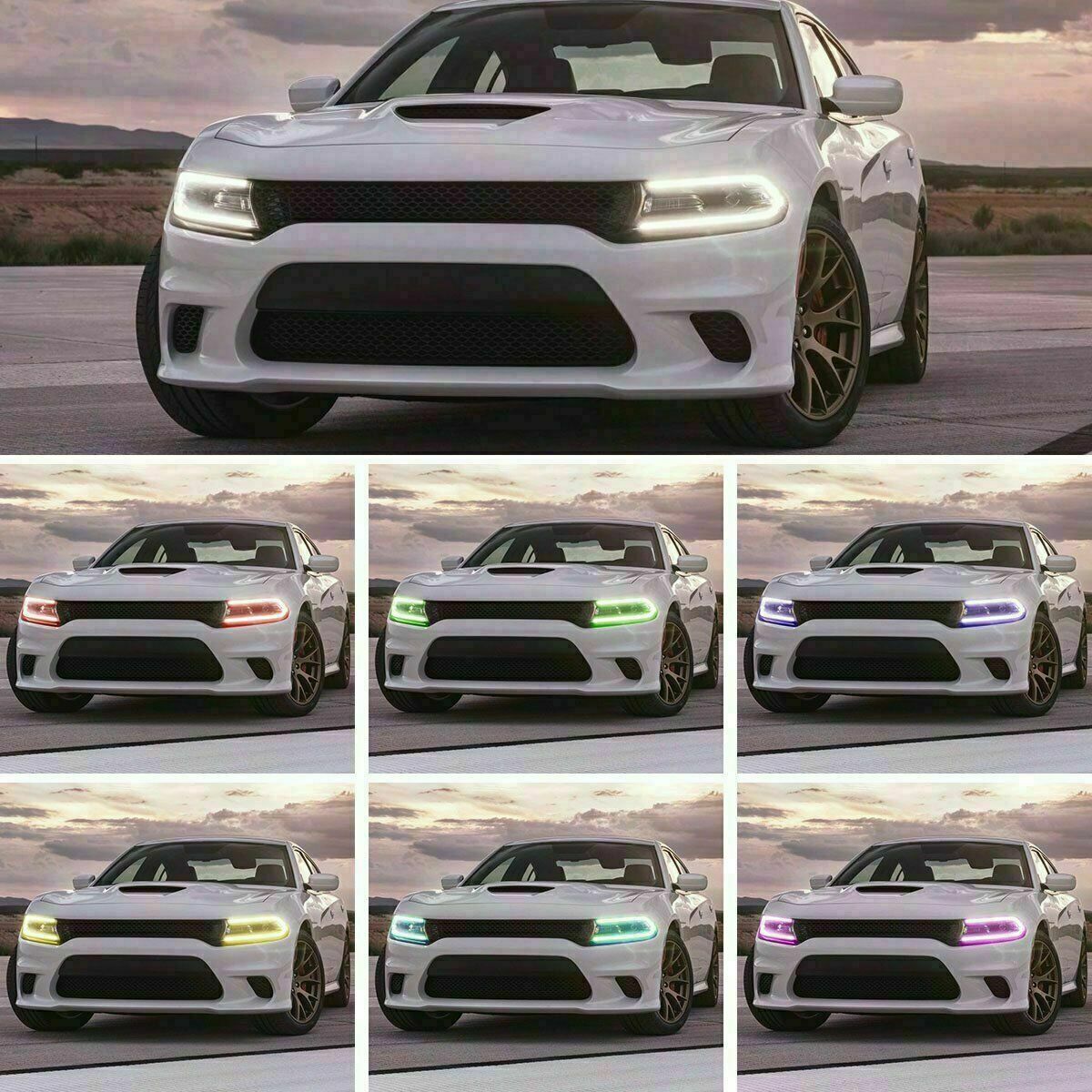 Set(2) LED Projector Headlights RGB Color Change for 15-20 Dodge Charger SRT GT thumbnail