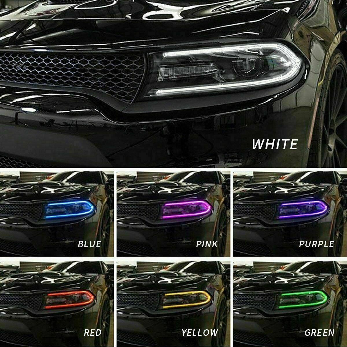 Set(2) LED Projector Headlights RGB Color Change for 15-20 Dodge Charger SRT GT thumbnail
