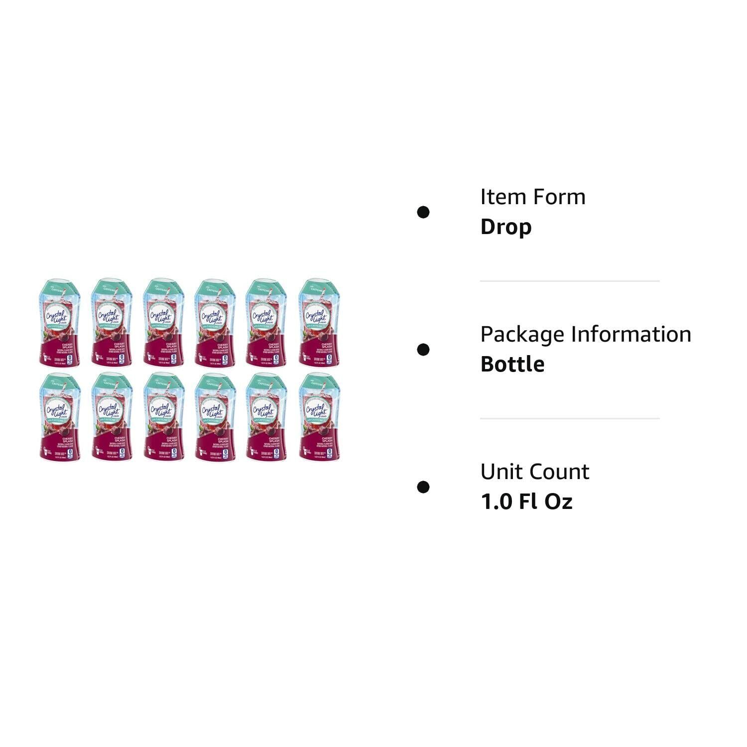 Crystal Light Liquid Energy Drink Mix (1.62 Oz Bottle) (Cherry Splash - 12 Pack) thumbnail