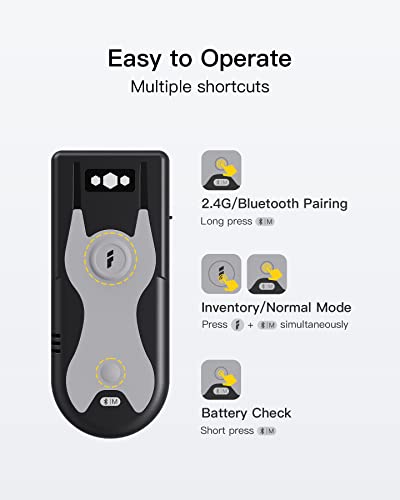 Inateck Bluetooth Scanner 1D Barcode Scanner 2.4Ghz USB Adapter, Screen Scanning, Exclusive Shortcuts, BCST-43 thumbnail