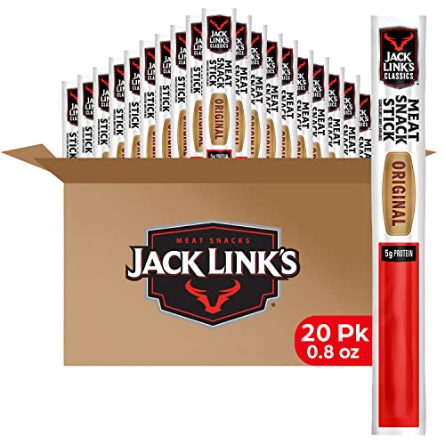 Jack Link's Beef Sticks, Classic Original Meat Snack – Protein Snack, Meat Stick with 5g of Protein – 0.8 Oz. (Pack of 20)