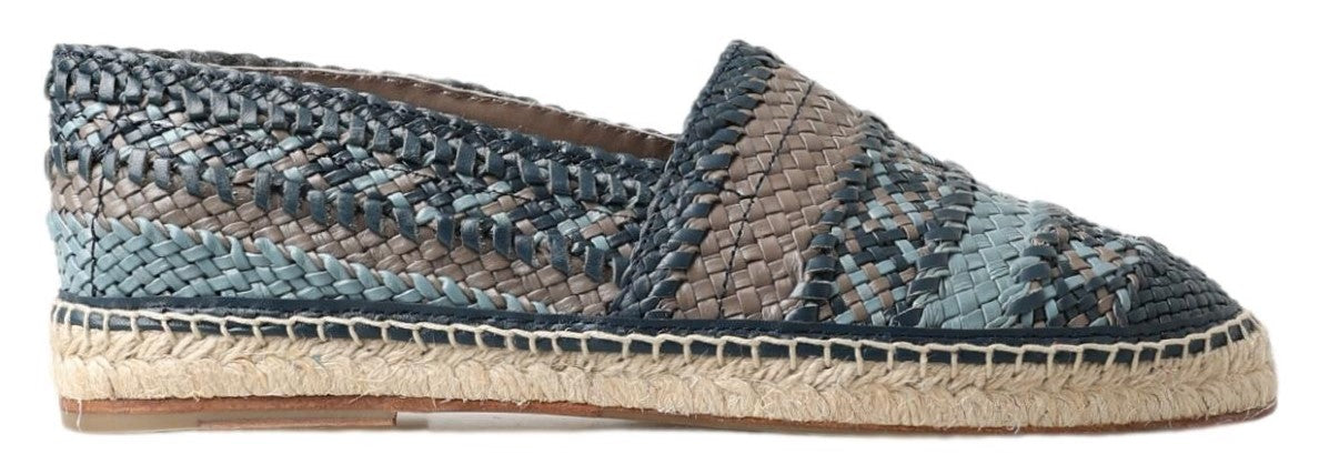 Dolce & Gabbana, Espadrilles, Female, Multicolor, 6 UK, Blue Gray Leather Buffalo Espadrille Shoes