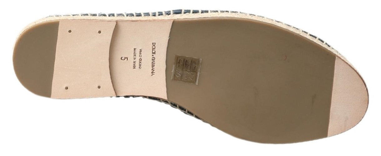 Dolce & Gabbana, Espadrilles, Female, Multicolor, 6 UK, Blue Gray Leather Buffalo Espadrille Shoes thumbnail
