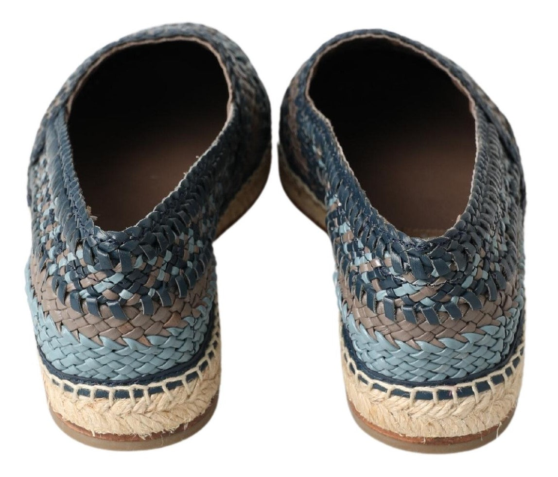 Dolce & Gabbana, Espadrilles, Female, Multicolor, 6 UK, Blue Gray Leather Buffalo Espadrille Shoes thumbnail