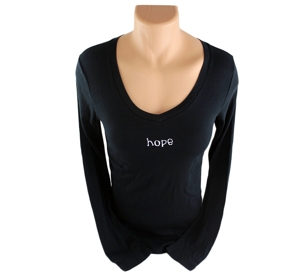 2312 Official Favre 4 Hope Ladies Long Sleeve Shirt with Hope, Black - Extra Large