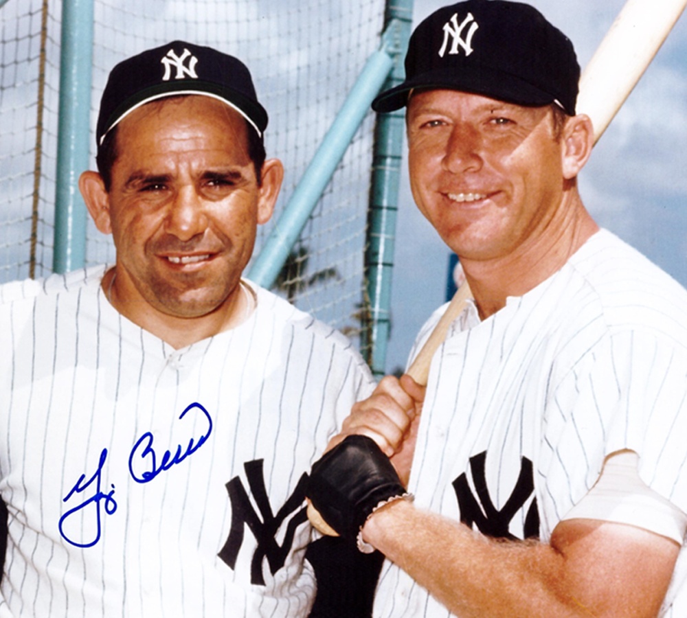 5513 8 X 10 in. Yogi Berra Signed   York Yankees Color Photo with Mickey Mantle