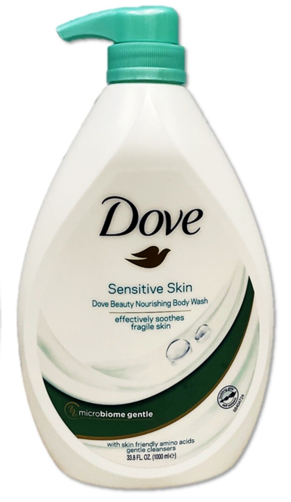 DOVE Sensitive Skin Hypoallergenic Body Wash Microbiome Gentle W/ Pump 33.8
