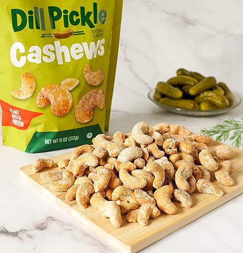 Platinum - Dill Pickle Cashews 11 Oz Resealable Pouch | Seasoned Flavored Whole Cashew Roasted Nuts | Individual Snack Packs for Work, School, Party - thumbnail