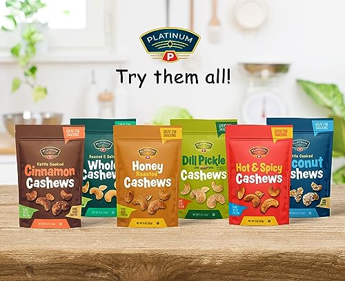 Platinum - Dill Pickle Cashews 11 Oz Resealable Pouch | Seasoned Flavored Whole Cashew Roasted Nuts | Individual Snack Packs for Work, School, Party - thumbnail